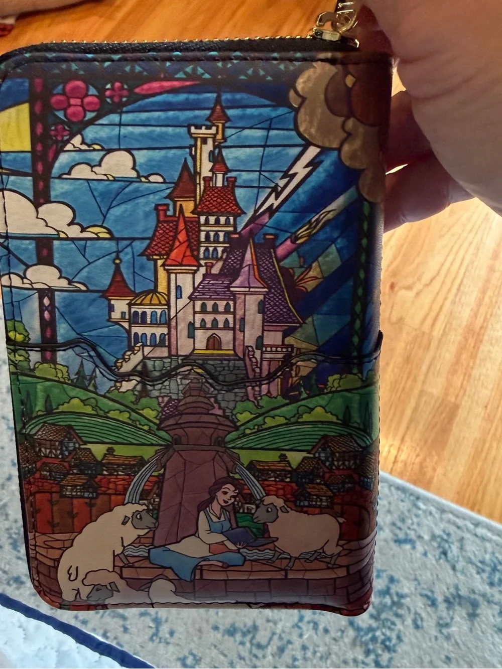 Disney Loungefly Belle Stained Glass Zip Wallet - Yellow/Multicolor